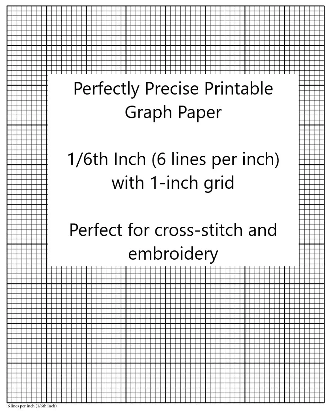 Perfectly Scaled And Precise Printable Graph Paper 1 6 Inch 6 Lines Per Inch With 1 Inch Grid Etsy UK