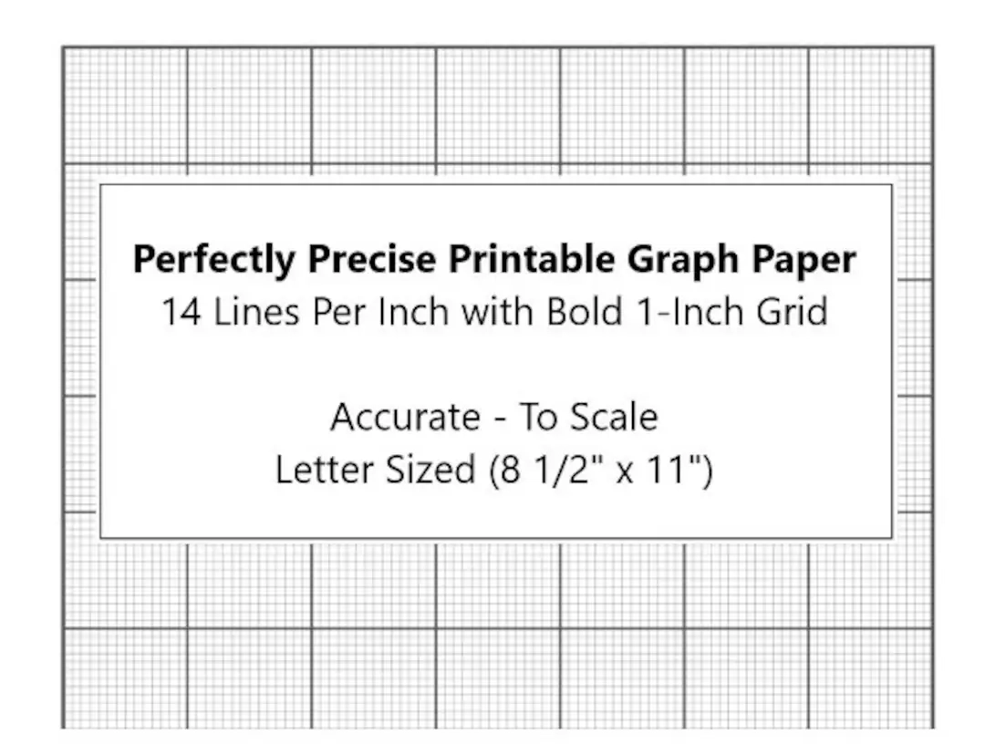 perfectly scaled and precise printable graph paper 14 lines per inch with 1 inch grid etsy uk