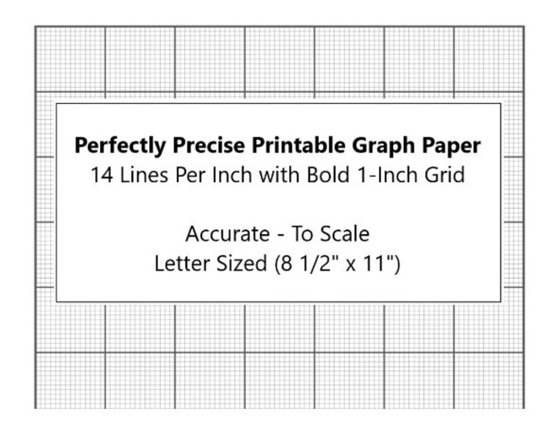 perfectly scaled and precise printable graph paper 14 lines per inch with 1 inch grid etsy