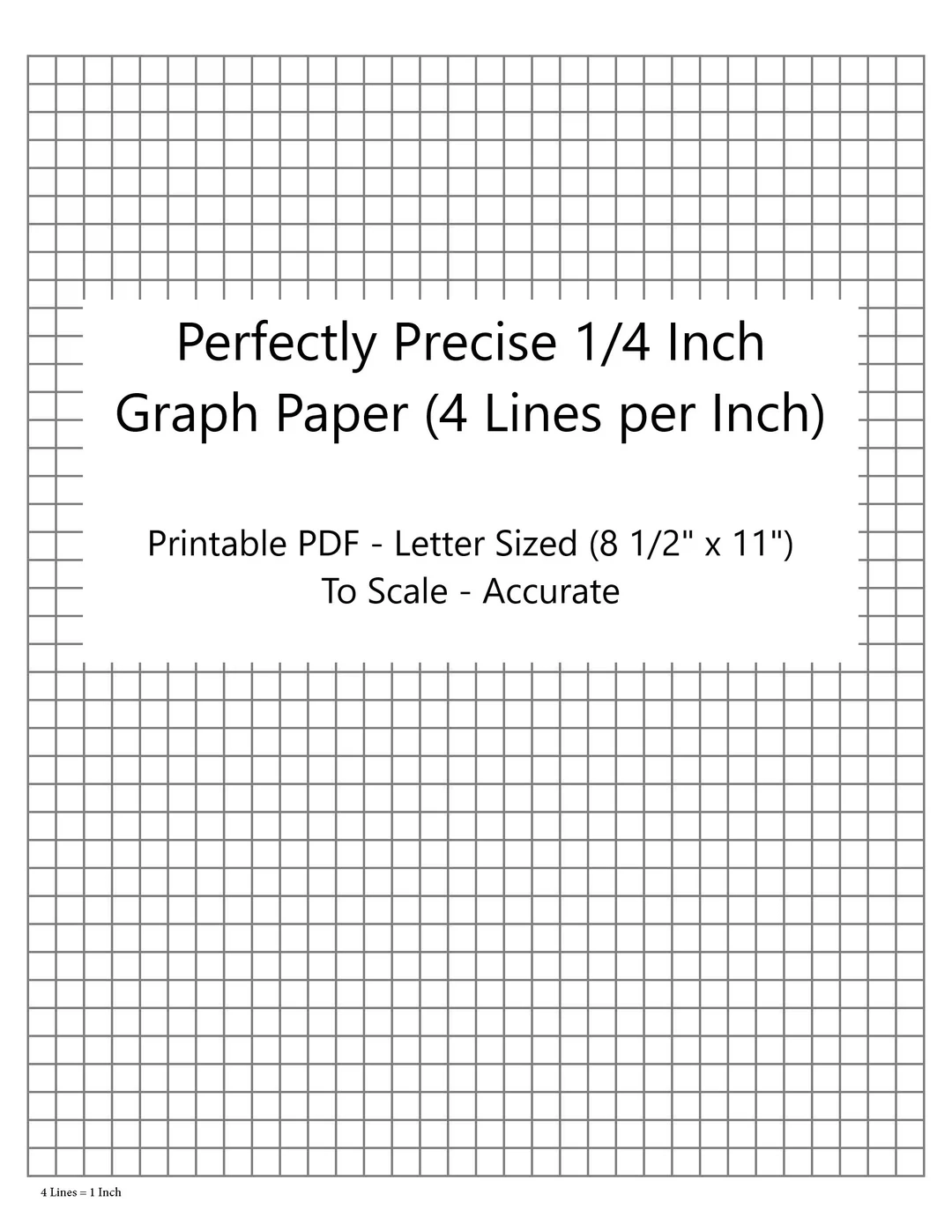 perfectly scaled and precise printable graph paper 4 4 1 4 inch 4 lines per inch etsy