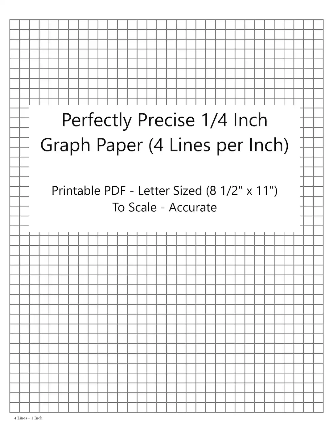 perfectly scaled and precise printable graph paper 4 4 1 4 inch 4 lines per inch etsy