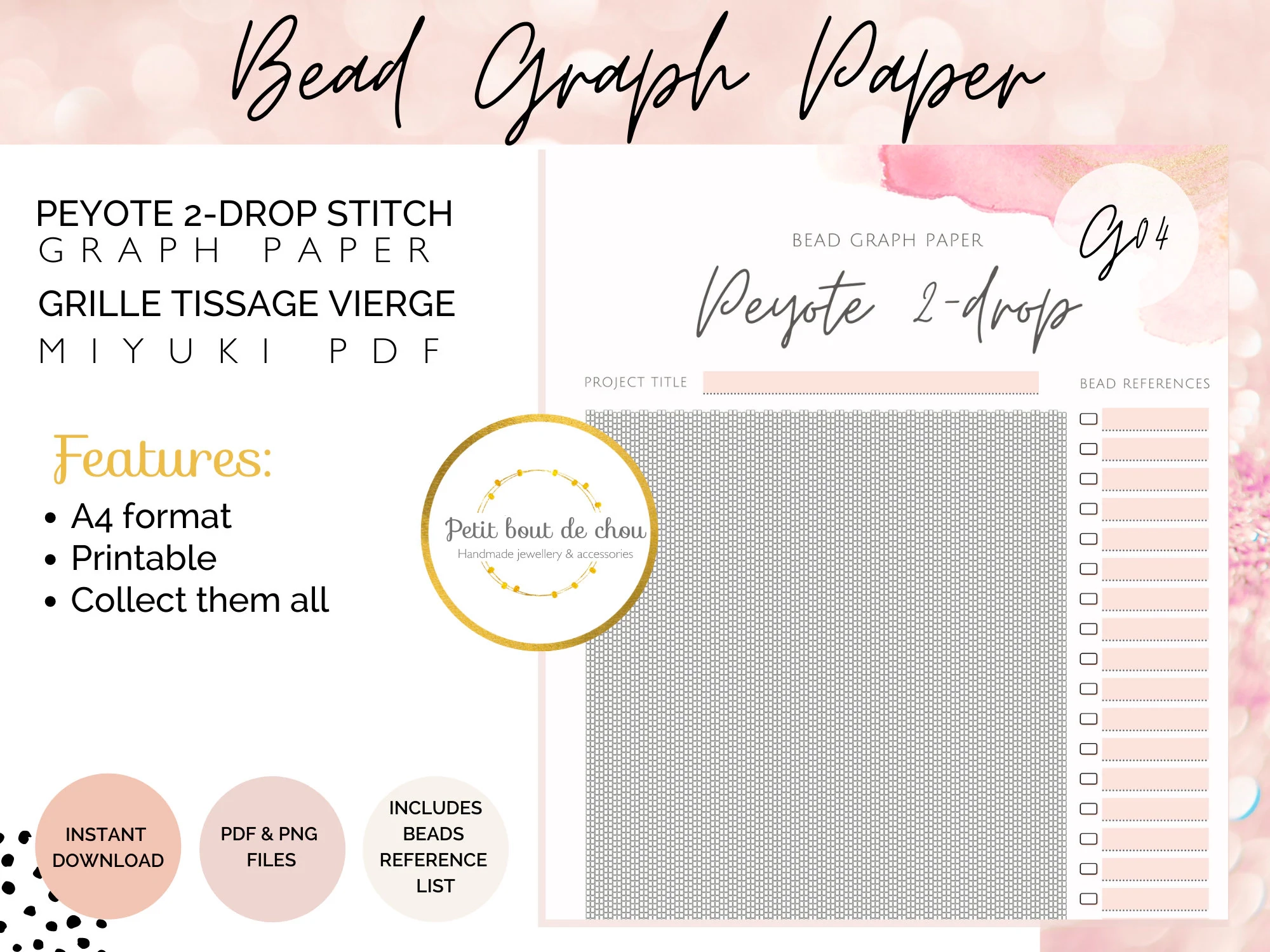 Peyote Bead Graph Paper 2 drop miyuki Graph Paper blank Bead Pattern beading Graph beading Chart blank Templates printable Graph Etsy