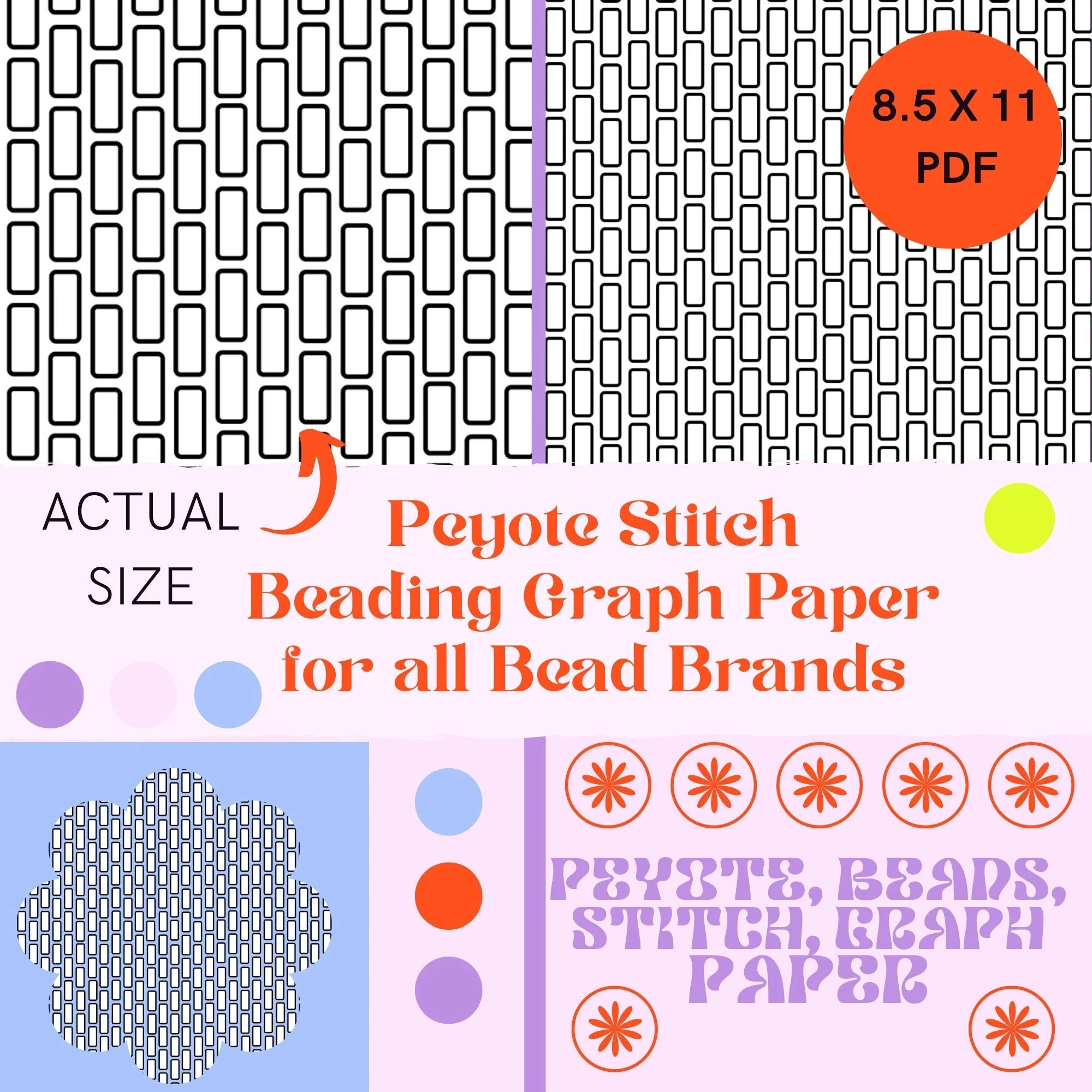 Peyote Stitch Beading Graph Paper Beading Pattern Beading Tutorial Pattern Sheet Graphing Paper Design Sheet Printable Pattern Graph Etsy UK