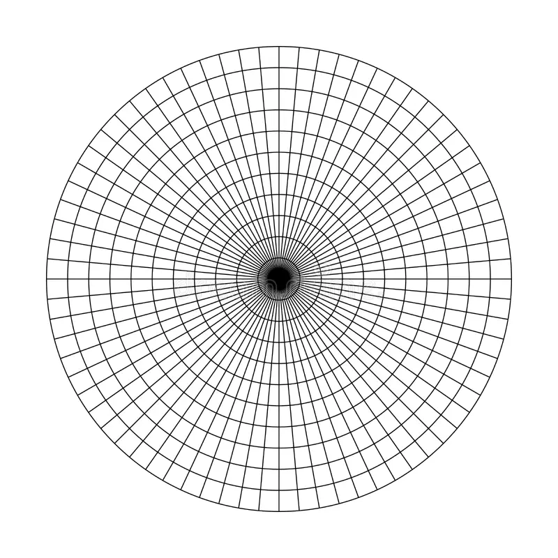 Polar Grid Of 10 Concentric Circles And 5degrees Steps Blank Vector Polar Graph Paper Stock Vector Illustration Of Geometric Grid 126433703