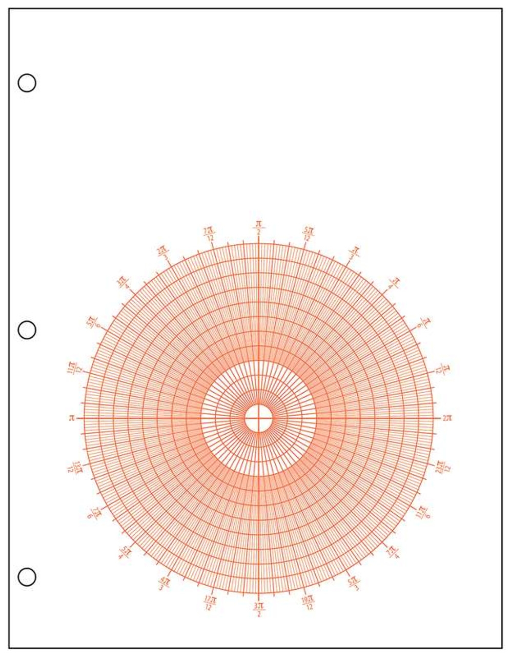 Polar With Radians Graph Paper 1 4 Red 500 Sheet Ream Geyer Instructional Products