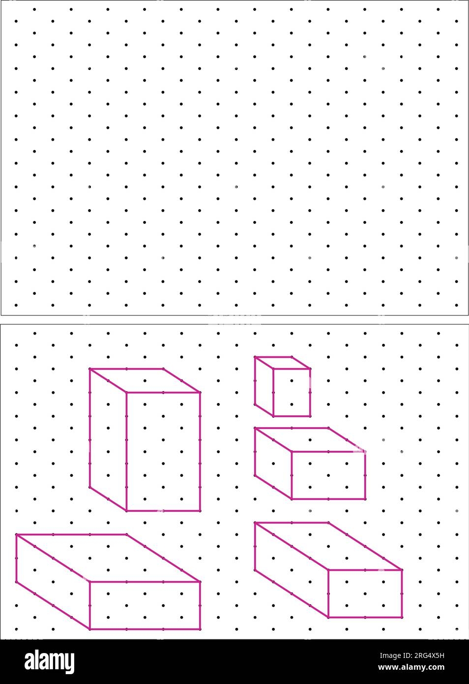 Practice Exercise Draw An Isometric Cube On Each Of These Shapes Using The Dotted Lines On A Dots Grid Line Drawing On A School Math Sheet Stock Vector Image Art 