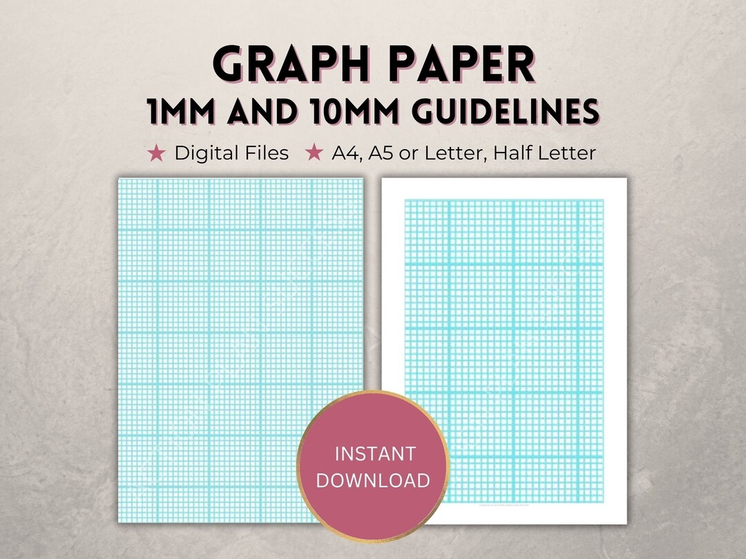 Printable Graph Paper 1mm And 10mm 1cm Blue Guidelines Grid Template Full Page Margins Digital PDF Download A4 a5 letter half Etsy UK