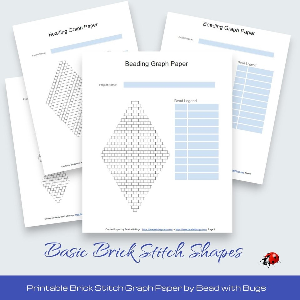 PRINTABLE GRAPH PAPER Basic Brick Stitch Earring Graph Paper For Creative Design Bead With Bugs