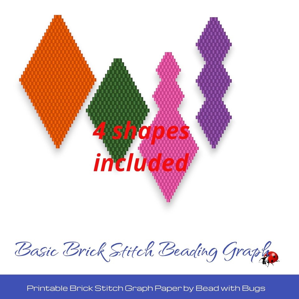 PRINTABLE GRAPH PAPER Basic Brick Stitch Earring Graph Paper For Creative Design Bead With Bugs