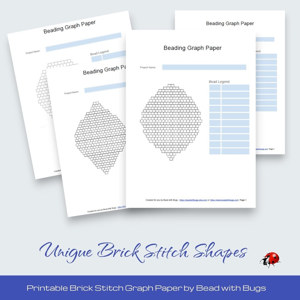 PRINTABLE GRAPH PAPER Unique Brick Stitch Earring Graph Paper For Creative Design Bead With Bugs