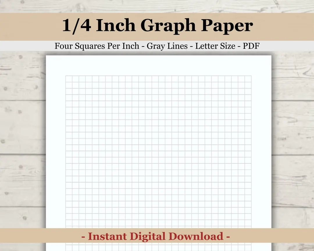 Printable Graph Template Paper Printable Graph Paper Quarter Inch 25 Inch Four Squares Per Inch 1 4 Inch Squares Drawing School Math Etsy UK