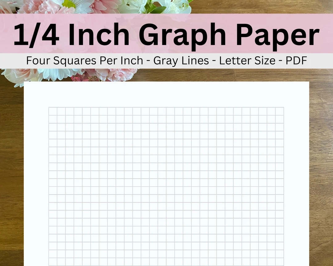 printable graph template paper printable graph paper quarter inch 25 inch four squares per inch 1 4 inch squares drawing school math etsy uk