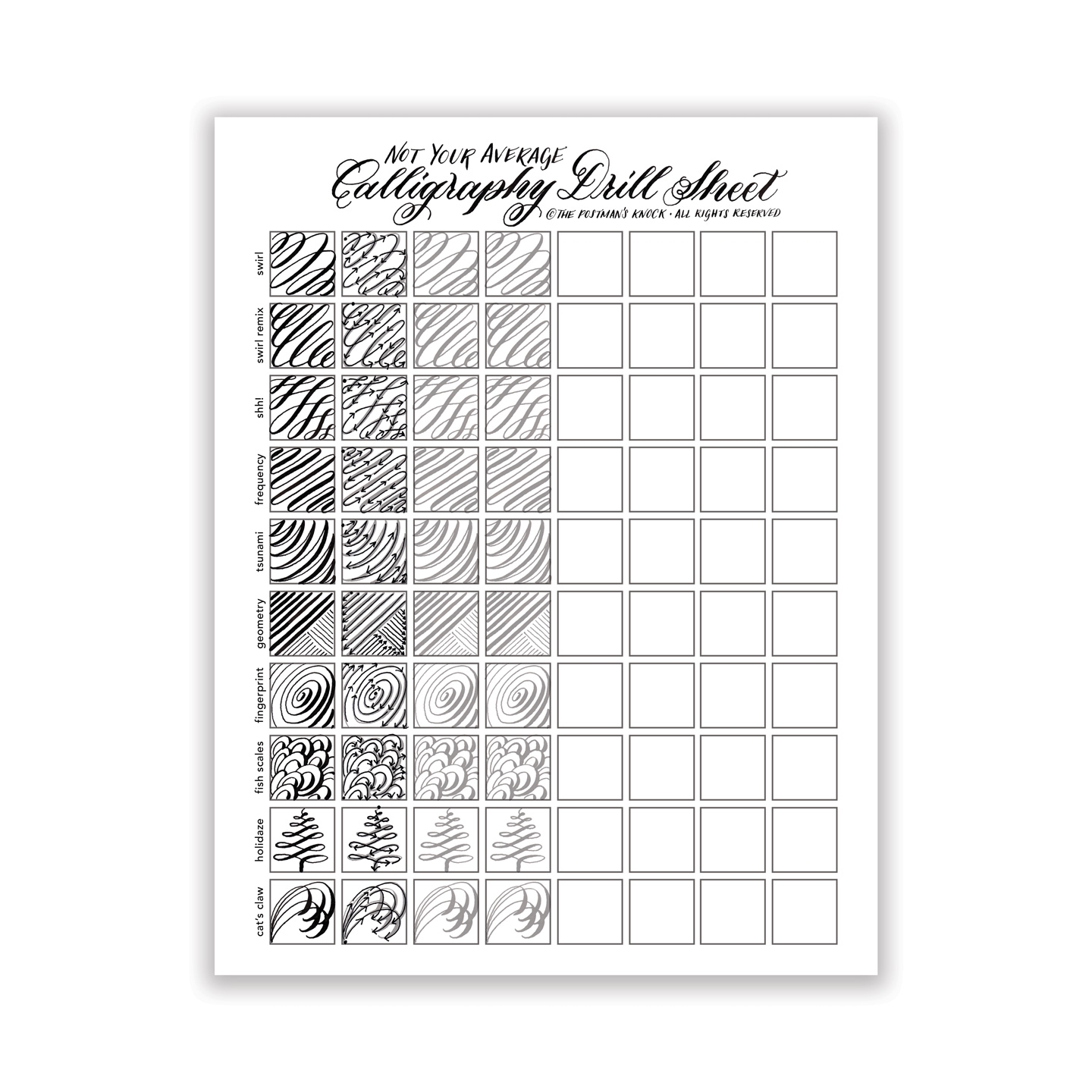 Printable Not Your Average Calligraphy Drill Sheet The Postman s Knock