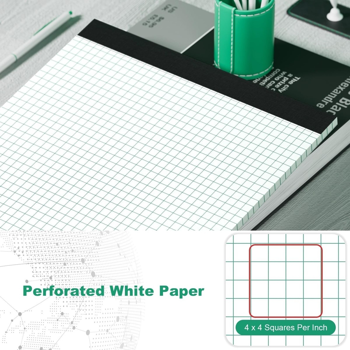 Printable PDF Graph Paper Pad 8 5 X 11 Grid Paper 4x4 Graphing Paper 12 Pack Grid Graph Paper Large Squares