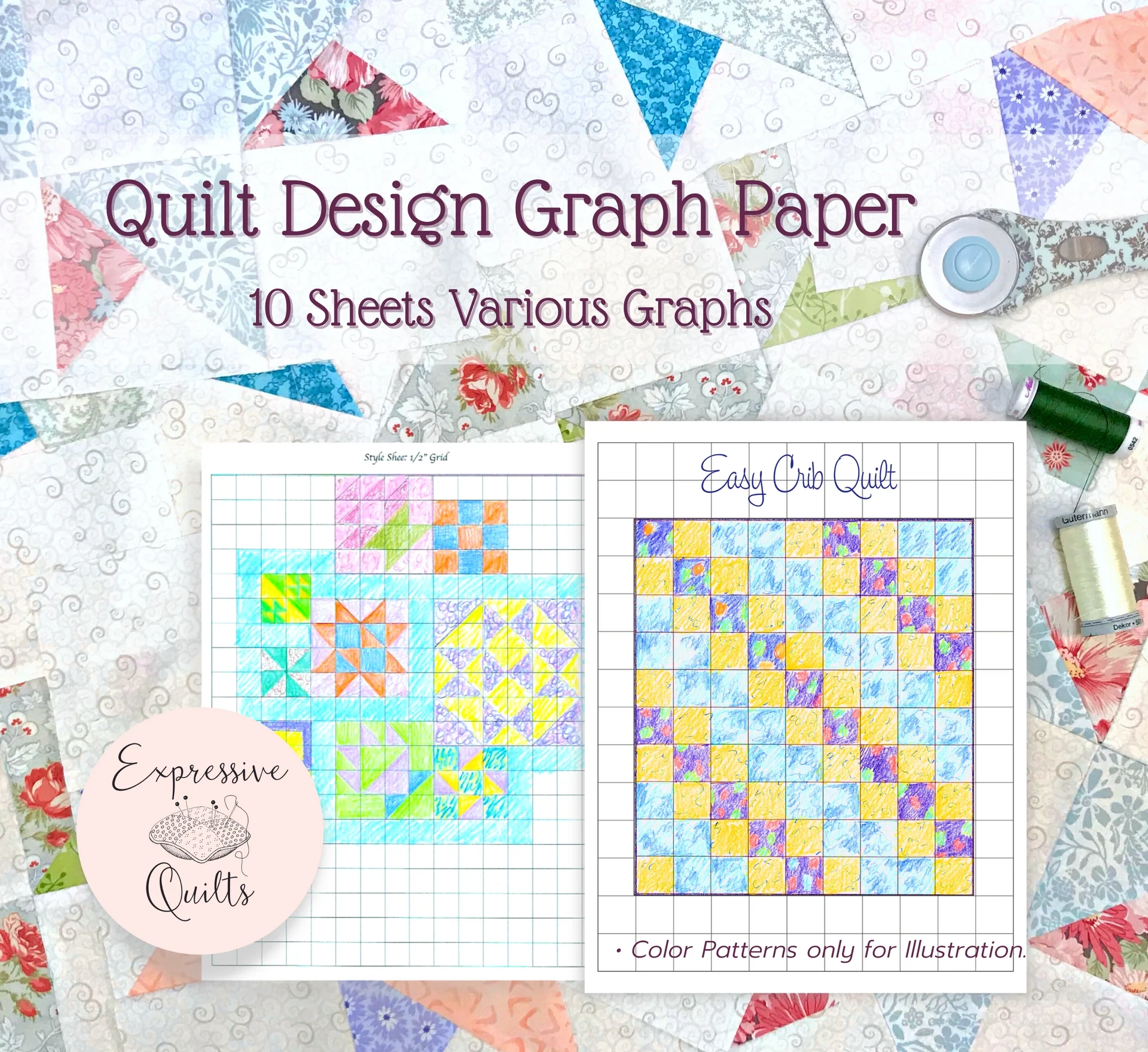 Quilter s Design Graph Paper 10 Graph Paper Grids PDF Printable Do Expressivequilts