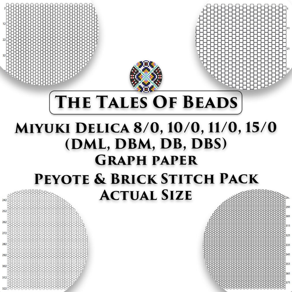 Seed Bead Graph Paper Peyote Pack Miyuki Delica Actual Size Beading Graphs