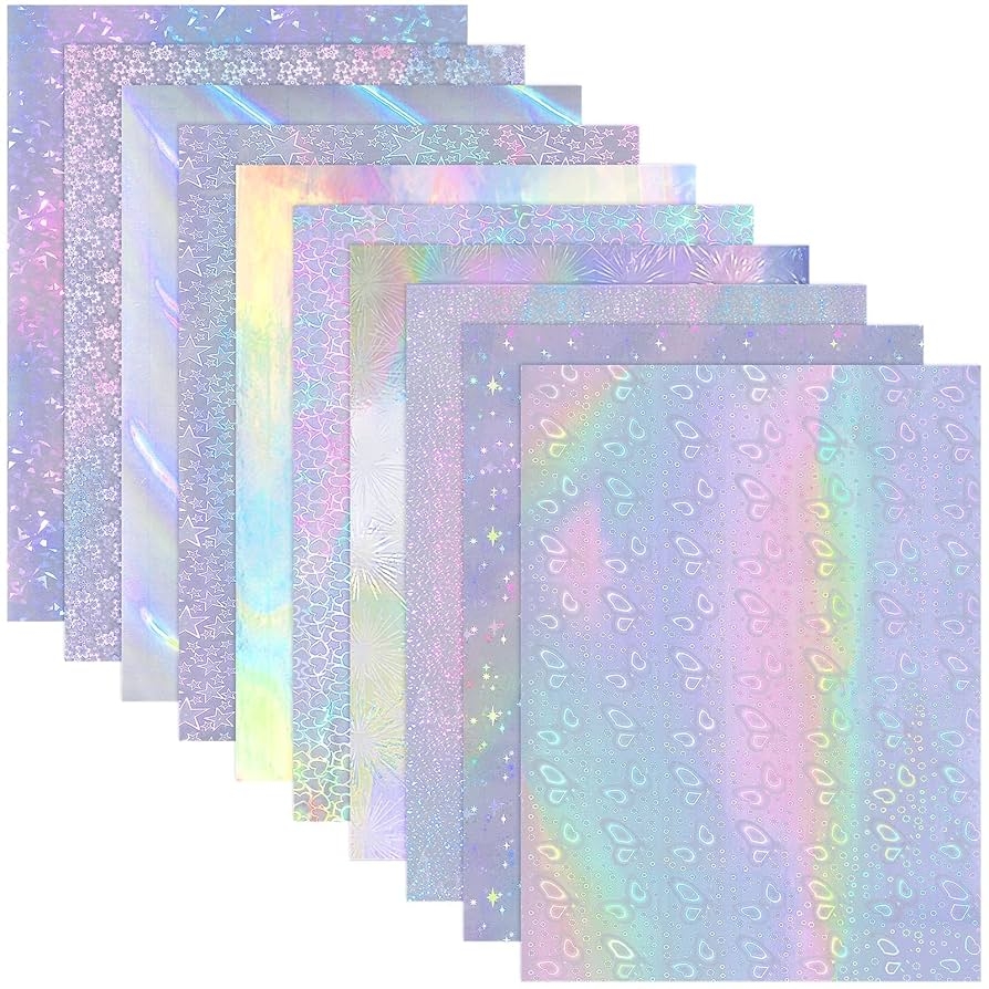 SEPGLITTER 30 Sheets Holographic Film A4 Holographic Stickers Paper Transparent Clear Vinyl Holographic Stickers For Crafts Glass Panels Amazon de Stationery Office Supplies