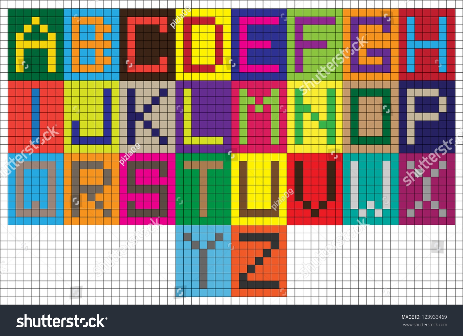 Set Funny Colorful Vector Digital Alphabet Stock Vector Royalty Free 123933469 Shutterstock