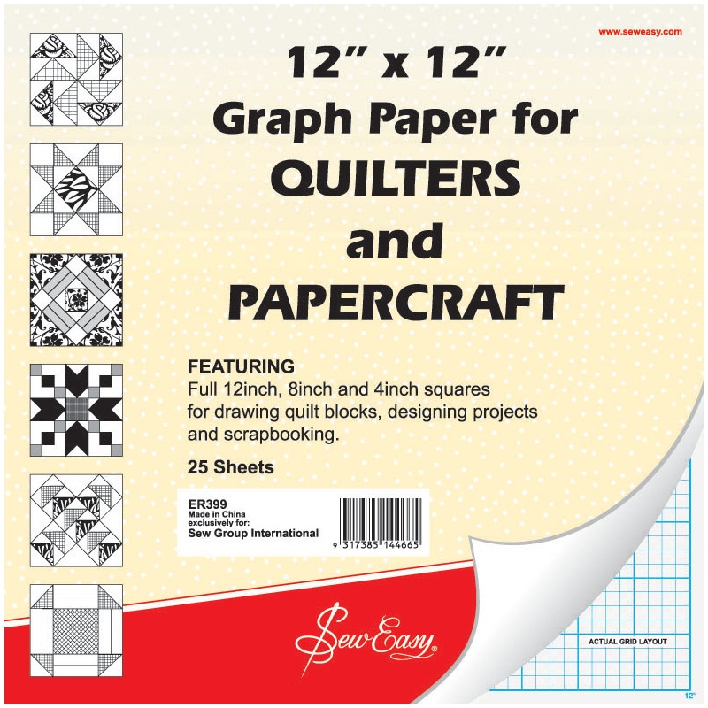 Sew Easy 12 X 12 Graph Paper For QUILTERS PAPERCRAFT 25 Sheets 1 4 Grid