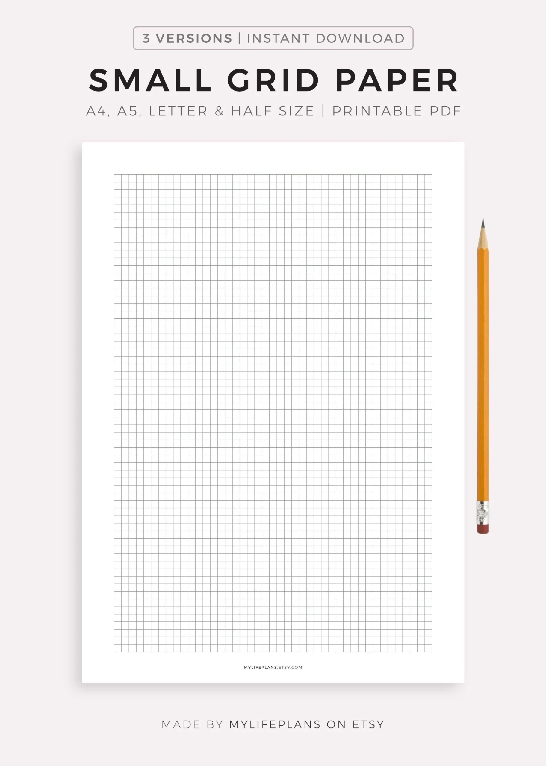 Small Grid Paper Printable Squared Paper Planner Inserts A4 a5 letter half Size Instant Download PDF Etsy