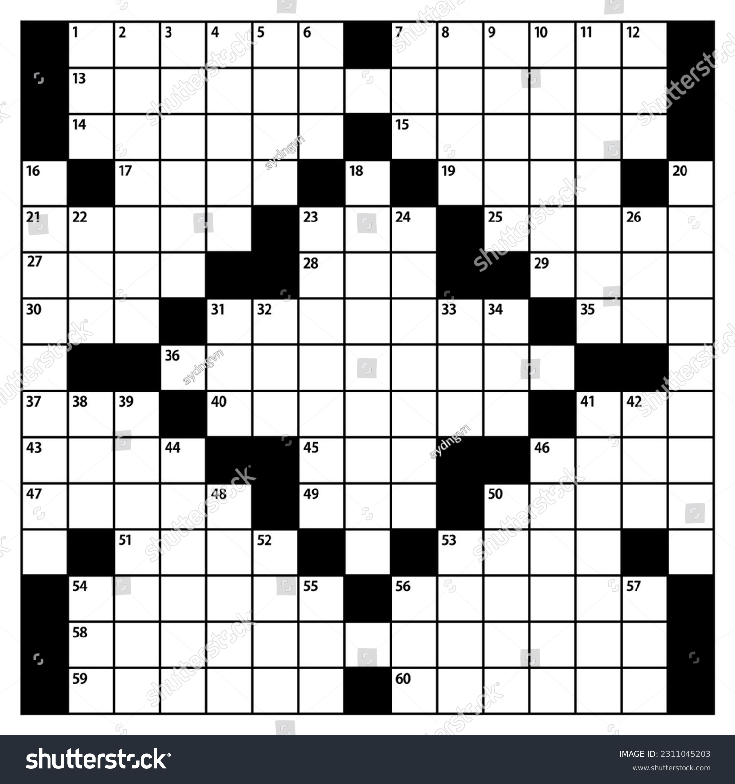 Square Crossword Puzzle Vector Graphic American style Stock Vector Royalty Free 2311045203 Shutterstock